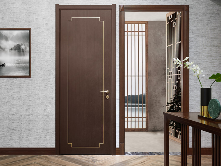 廠價(jià)直銷鑫順來(lái)X-6034平開(kāi)鑲金屬條實(shí)木烤漆門